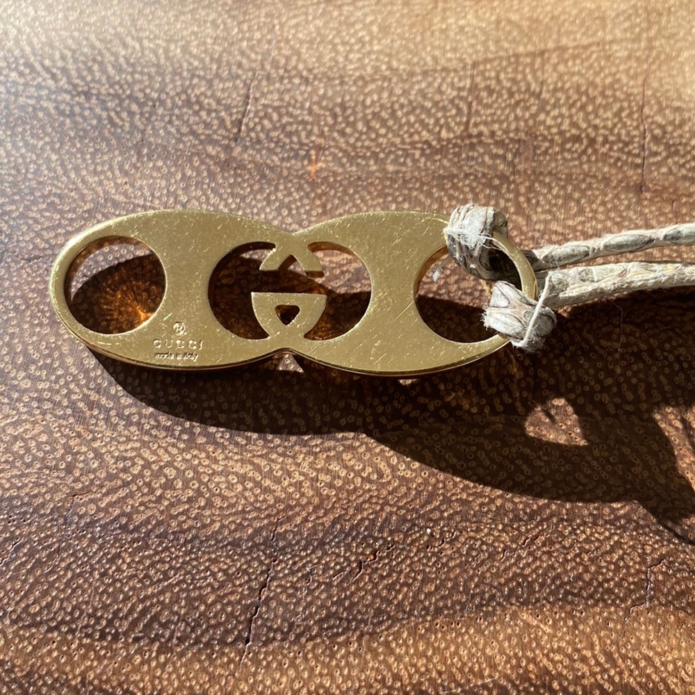 Gucci Snakeskin Belt w Gold Hardware